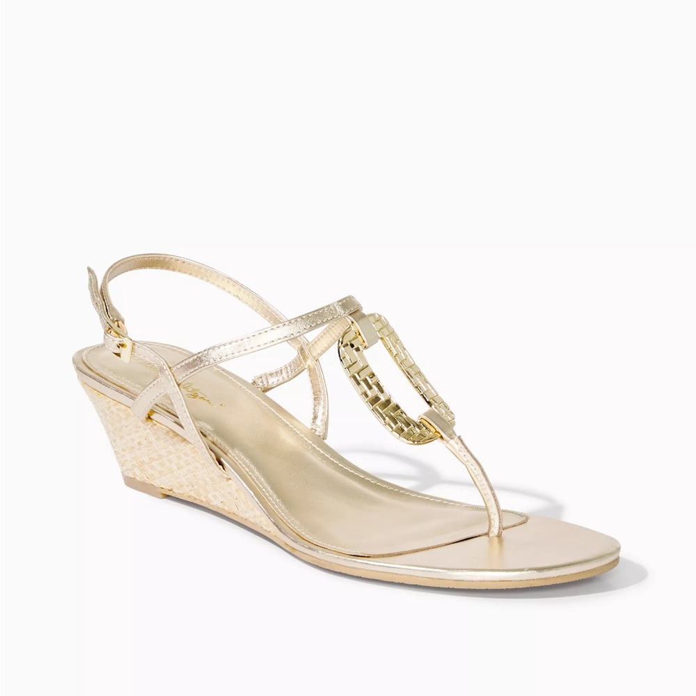 Lilly Pulitzer Gold Metallic Wedge Sandal - size 9. Worn once.